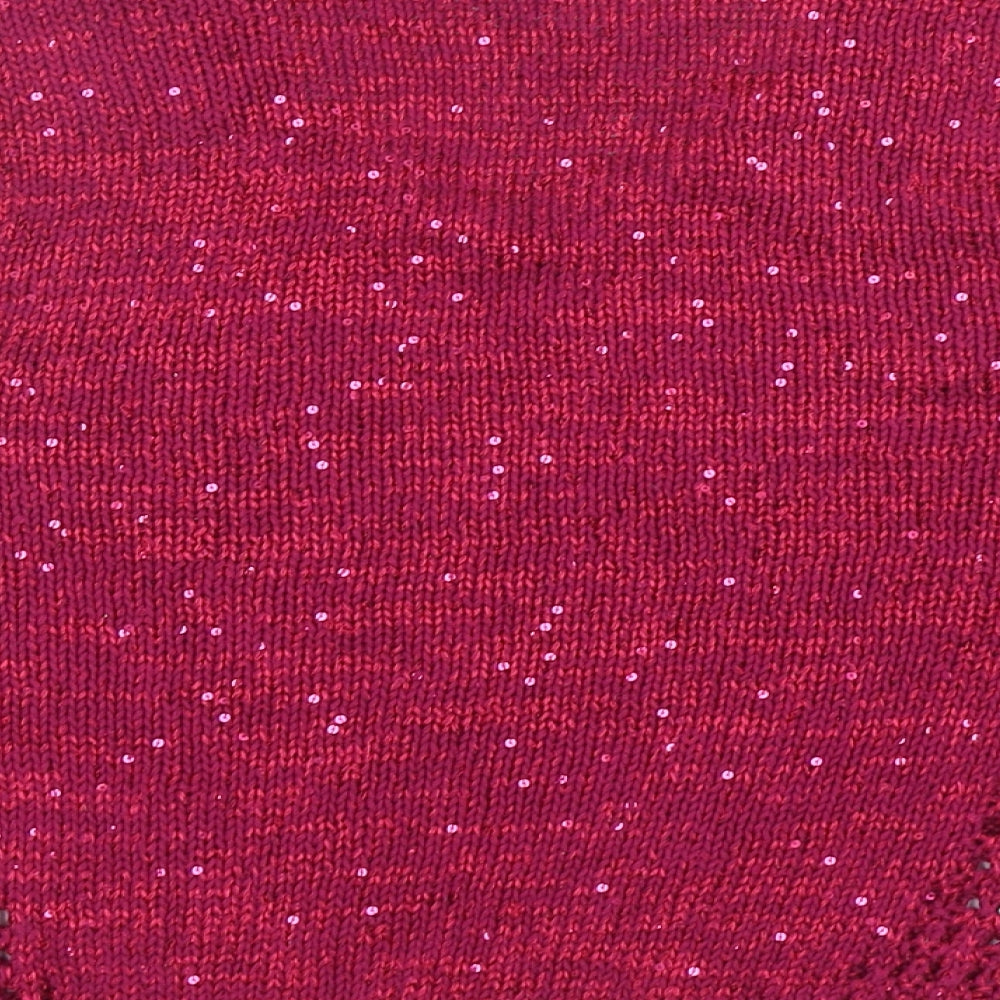Marks and Spencer Womens Pink V-Neck Cotton Pullover Jumper Size 10