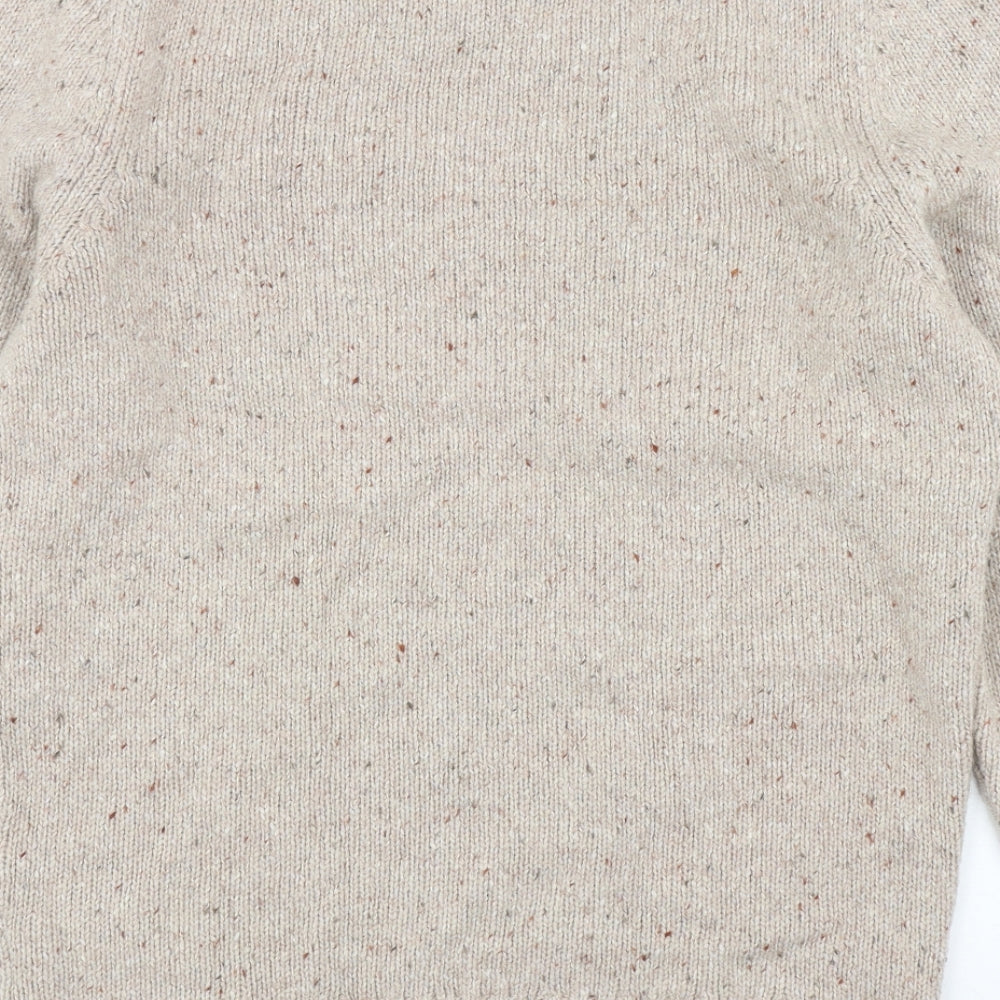 Massimo Dutti Womens Beige Round Neck Wool Pullover Jumper Size M