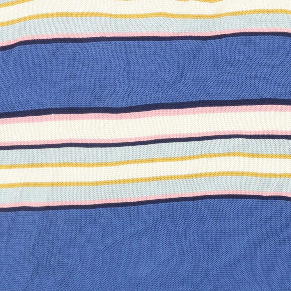 Passengers Womens Blue Round Neck Striped Viscose Pullover Jumper Size L
