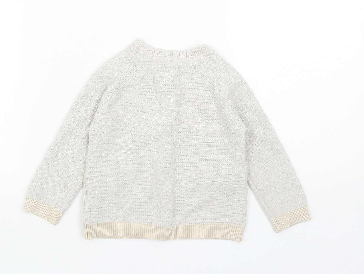 TU Girls Grey Cotton Cardigan Jumper Size 9-12 Months Button - Zebra