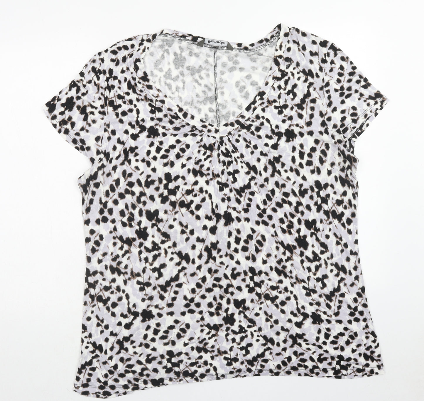 Bonmarche Womens Multicoloured Geometric Viscose Basic T-Shirt Size 22 Scoop Neck