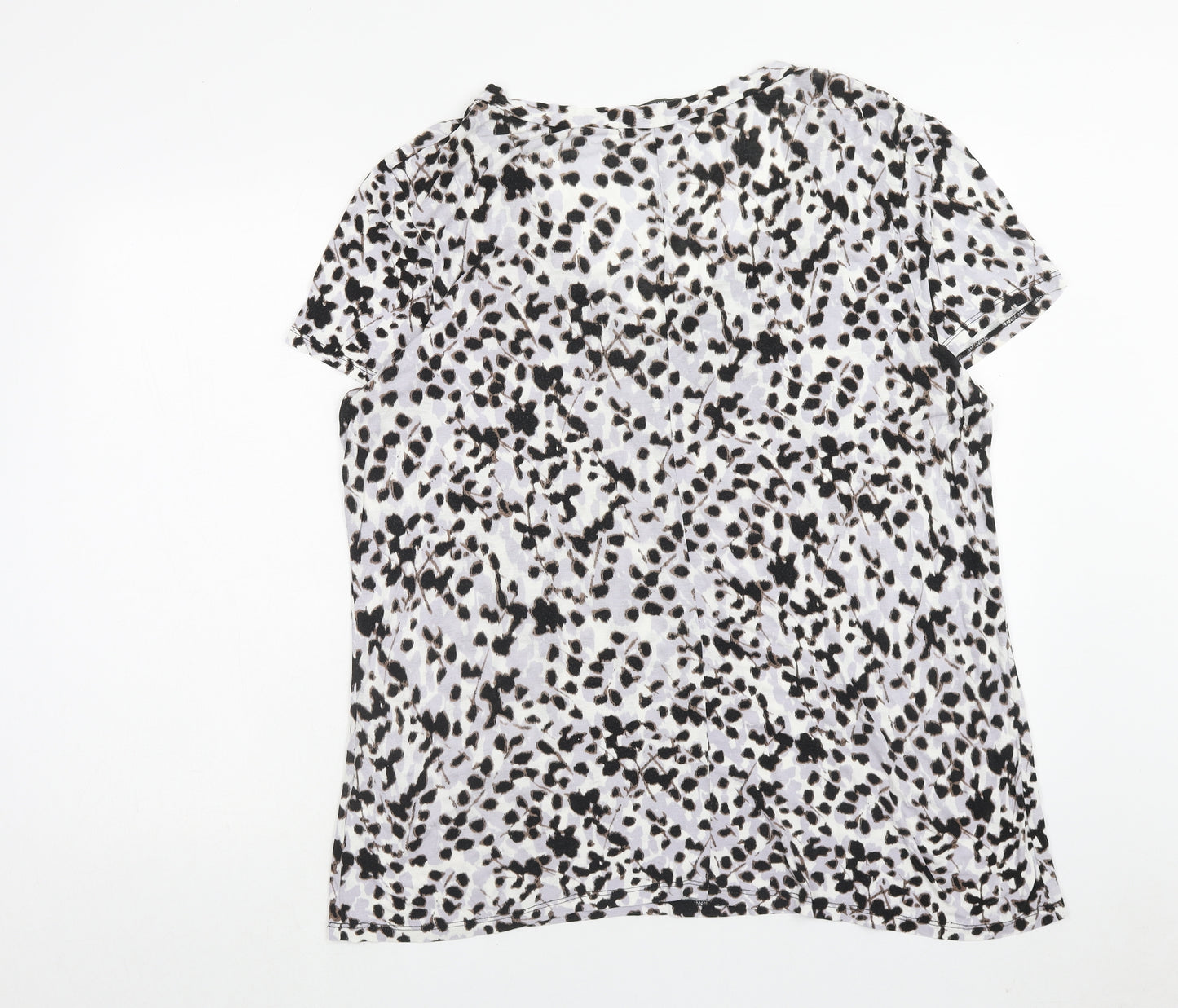 Bonmarche Womens Multicoloured Geometric Viscose Basic T-Shirt Size 22 Scoop Neck