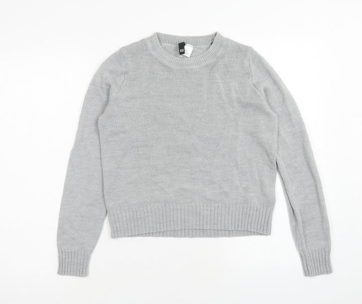 H&M Womens Grey Round Neck Acrylic Pullover Jumper Size XS