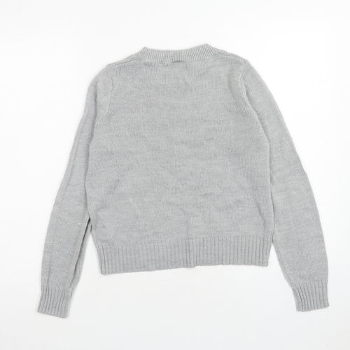 H&M Womens Grey Round Neck Acrylic Pullover Jumper Size XS