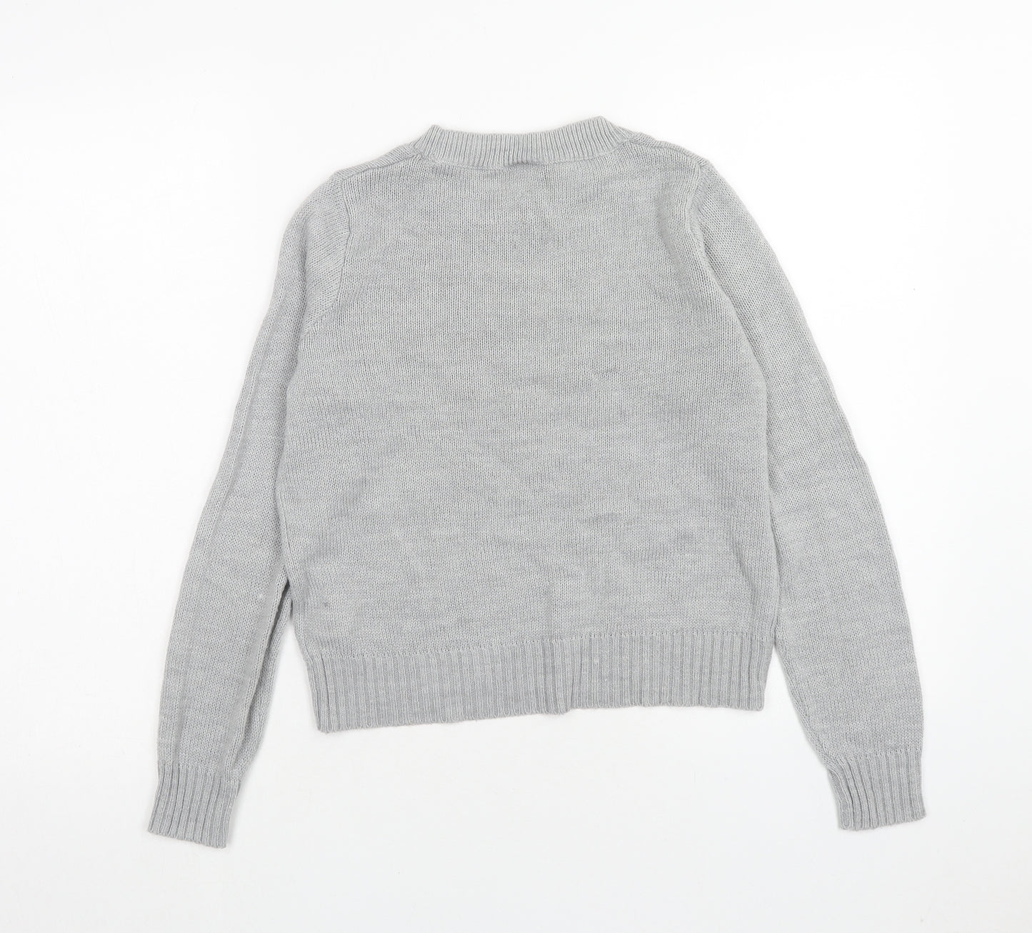 H&M Womens Grey Round Neck Acrylic Pullover Jumper Size XS