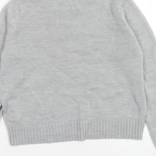 H&M Womens Grey Round Neck Acrylic Pullover Jumper Size XS