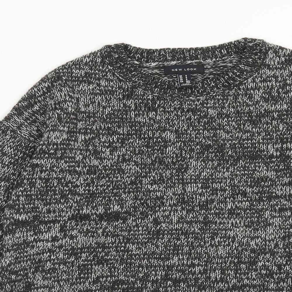 New Look Womens Black Round Neck Acrylic Pullover Jumper Size S