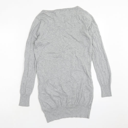 George Womens Grey Cotton Jumper Dress Size 8 Round Neck Pullover