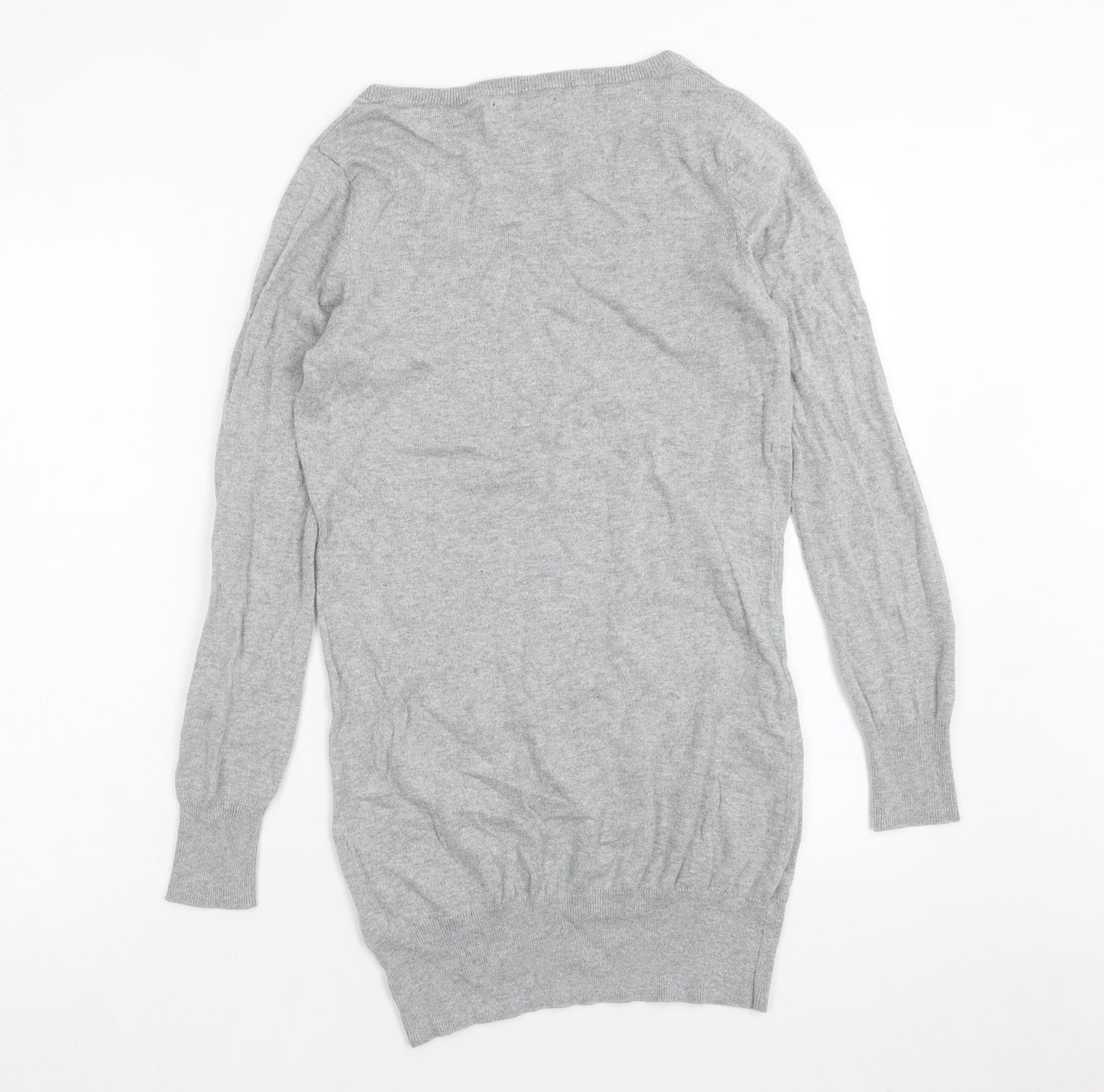 George Womens Grey Cotton Jumper Dress Size 8 Round Neck Pullover