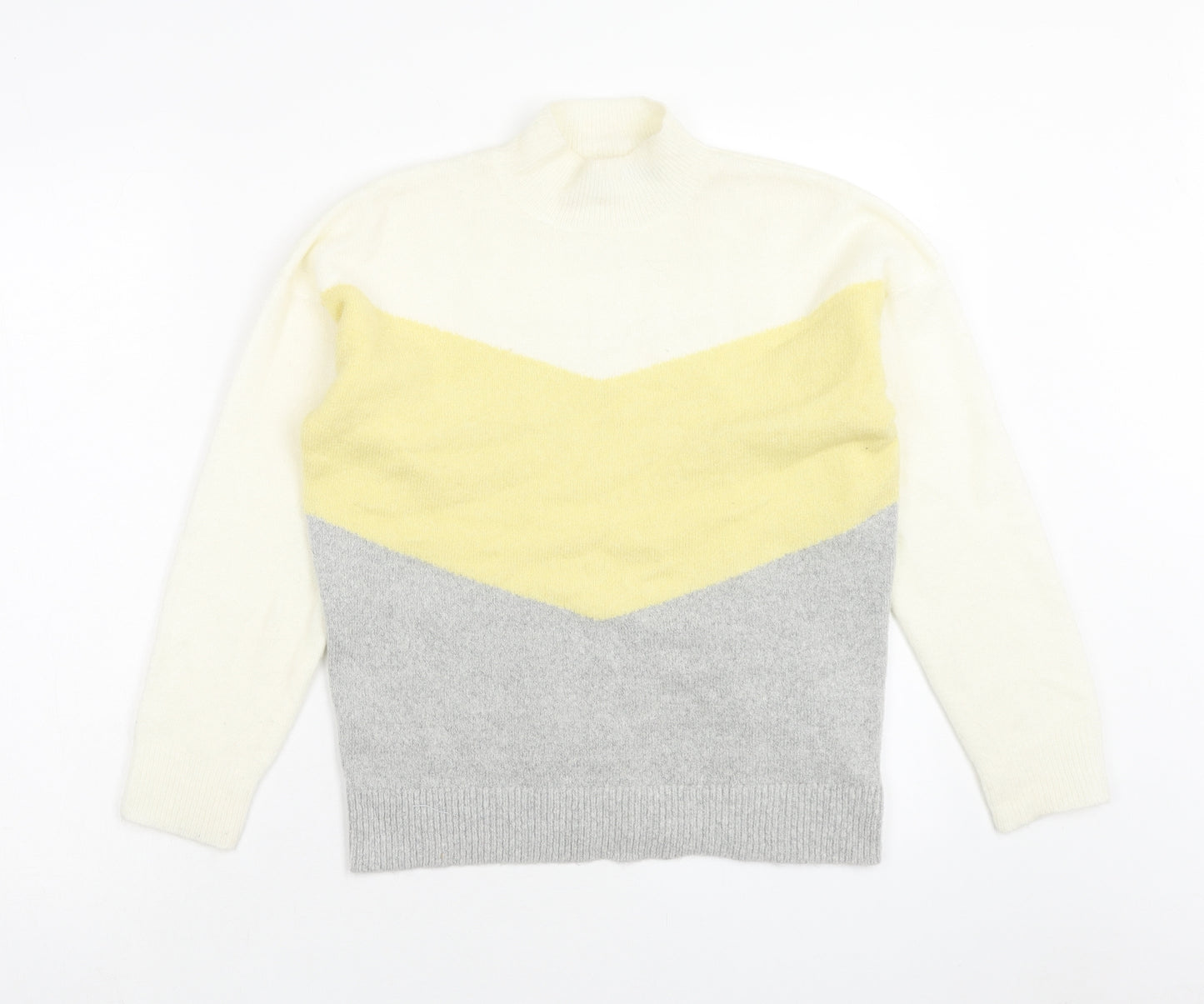 Oasis Womens Multicoloured Mock Neck Acrylic Pullover Jumper Size XS - Colourblock