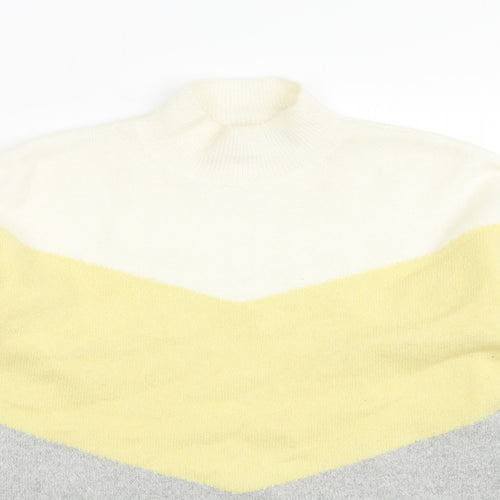Oasis Womens Multicoloured Mock Neck Acrylic Pullover Jumper Size XS - Colourblock