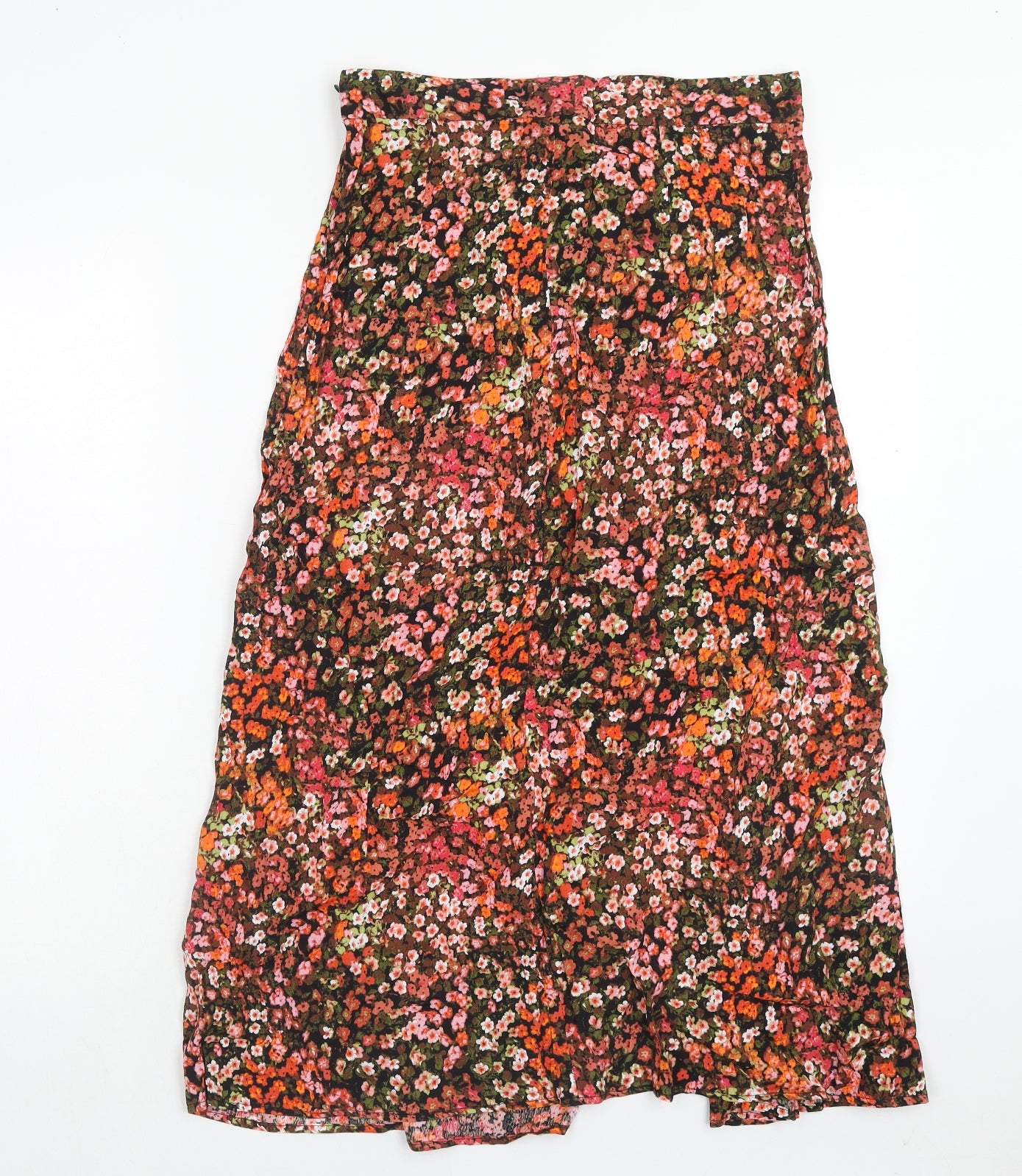 H&M Womens Multicoloured Floral Viscose Swing Skirt Size 12 Zip
