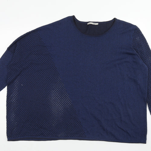 Trend Womens Blue Roll Neck Viscose Pullover Jumper Size L