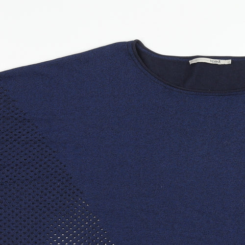 Trend Womens Blue Roll Neck Viscose Pullover Jumper Size L
