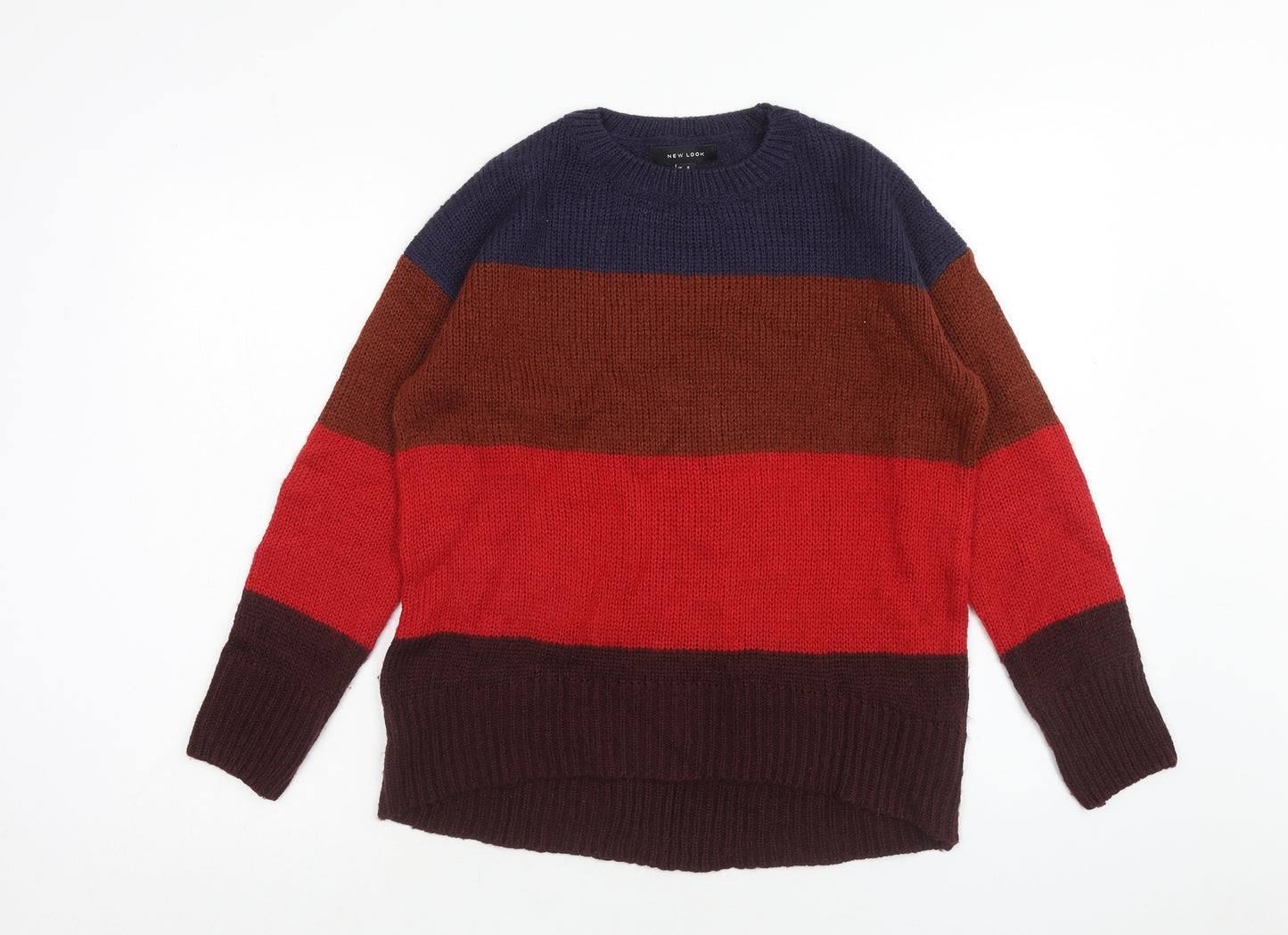 New Look Womens Multicoloured Roll Neck Striped Acrylic Pullover Jumper Size S