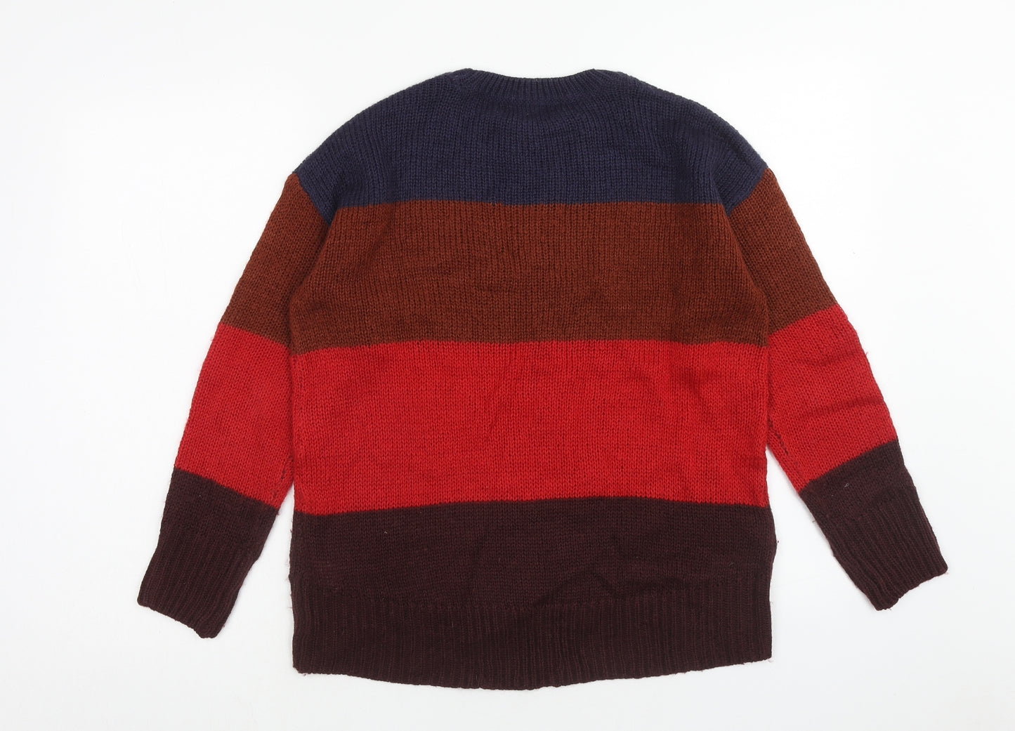 New Look Womens Multicoloured Roll Neck Striped Acrylic Pullover Jumper Size S