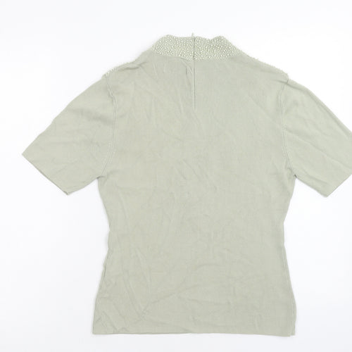 Talisa Womens Green Viscose Basic T-Shirt Size M Mock Neck