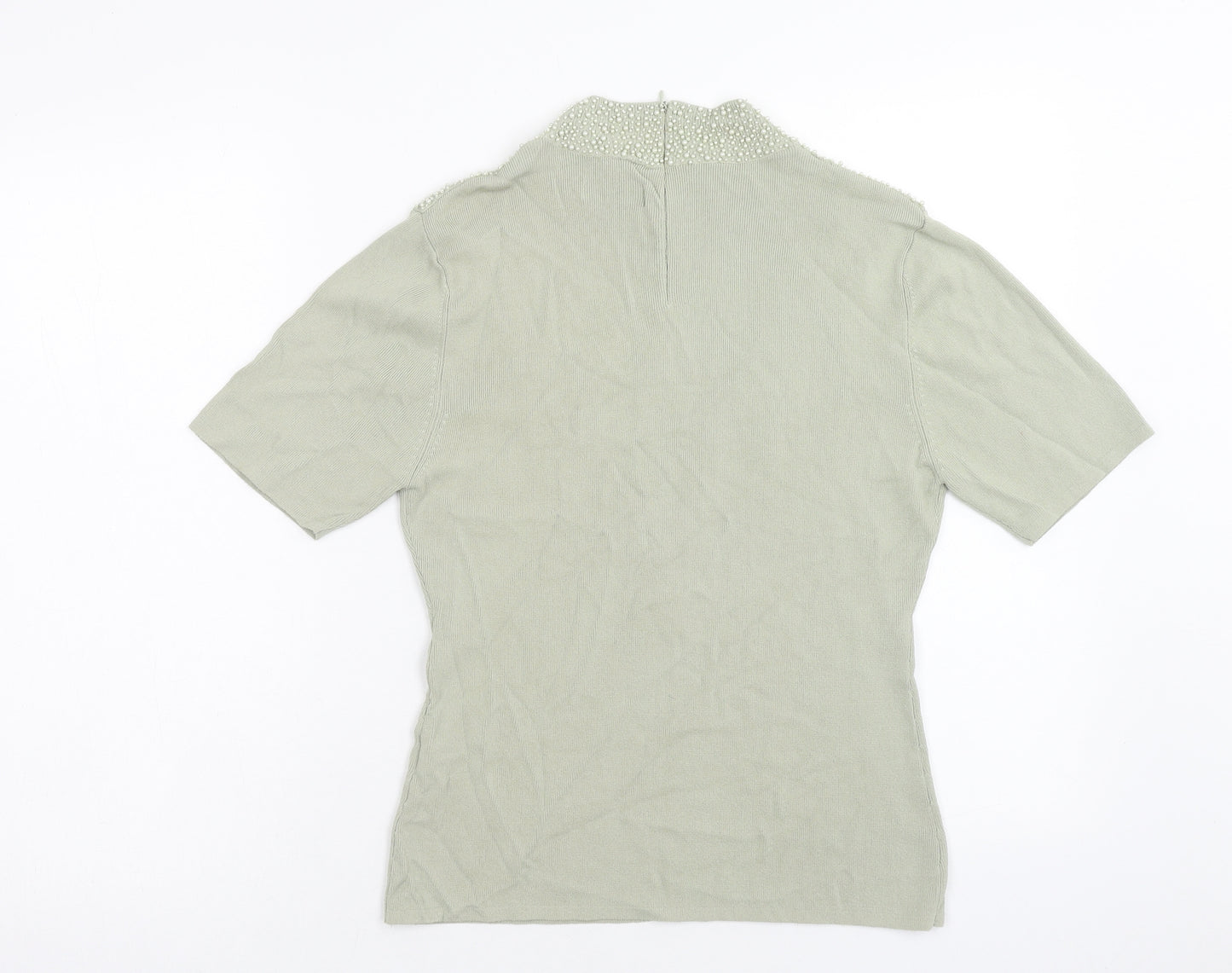 Talisa Womens Green Viscose Basic T-Shirt Size M Mock Neck