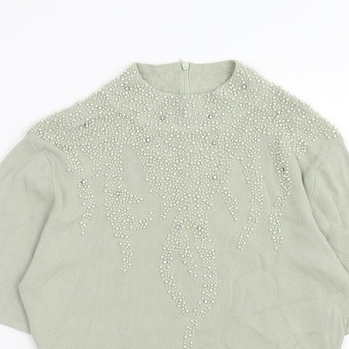 Talisa Womens Green Viscose Basic T-Shirt Size M Mock Neck