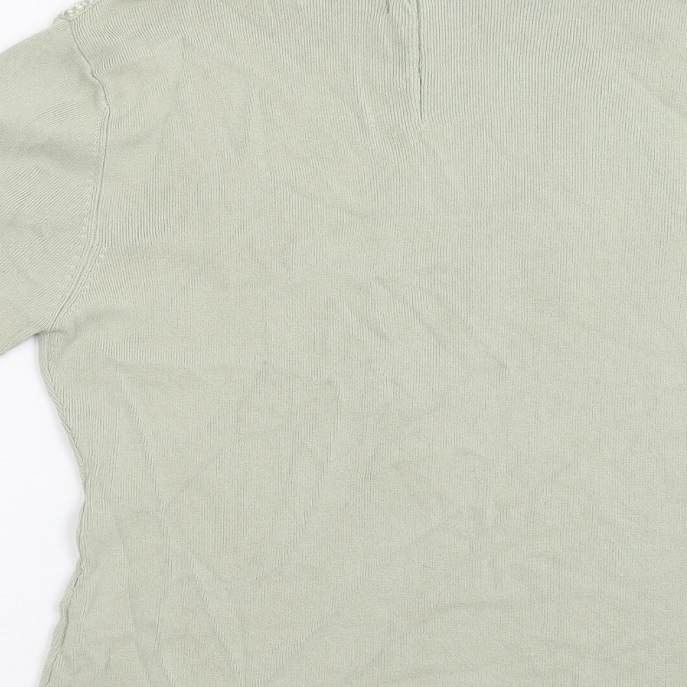 Talisa Womens Green Viscose Basic T-Shirt Size M Mock Neck