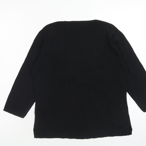 Kay Dee Womens Black Roll Neck Viscose Pullover Jumper Size M - Floral