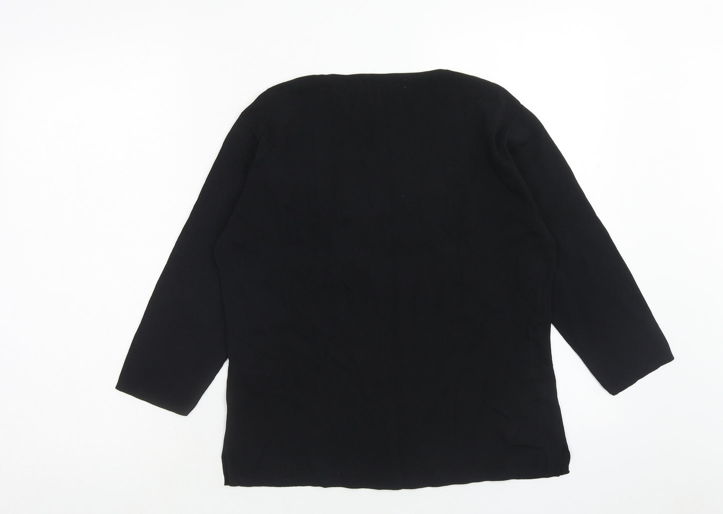 Kay Dee Womens Black Roll Neck Viscose Pullover Jumper Size M - Floral
