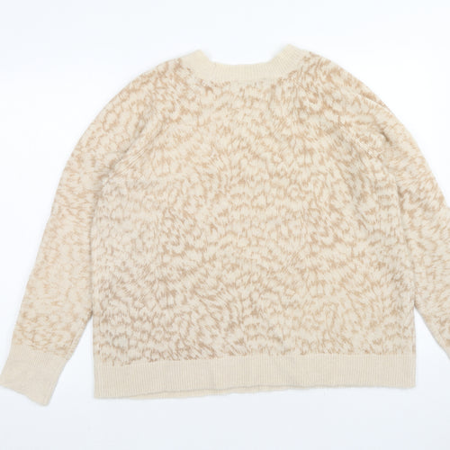 Oasis Womens Beige Roll Neck Geometric Acrylic Pullover Jumper Size L
