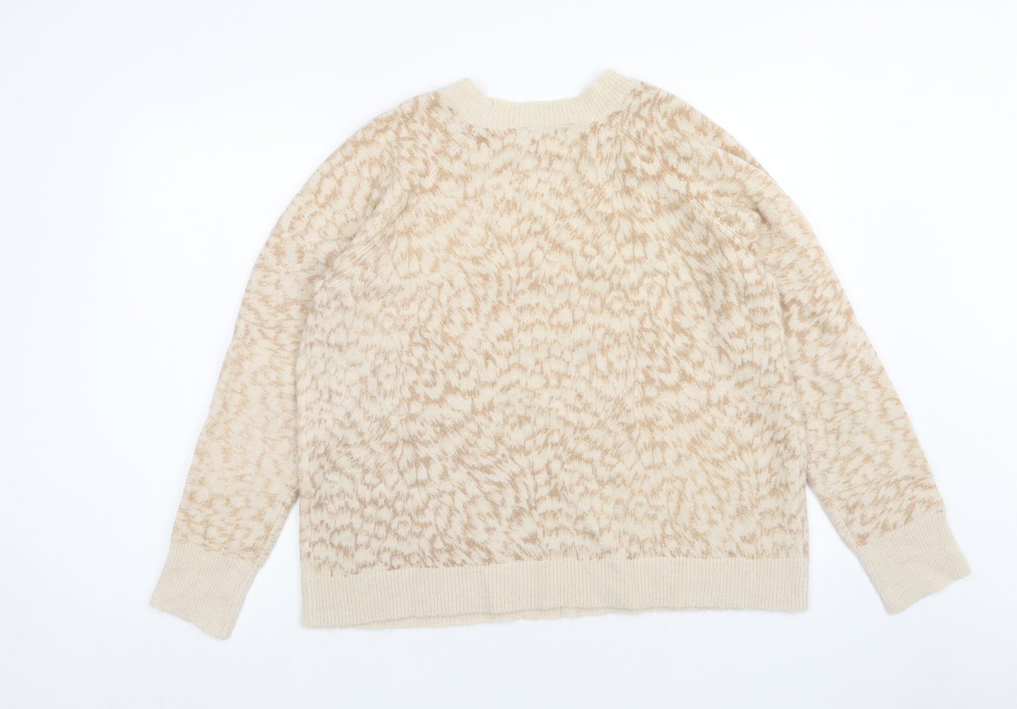 Oasis Womens Beige Roll Neck Geometric Acrylic Pullover Jumper Size L