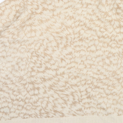 Oasis Womens Beige Roll Neck Geometric Acrylic Pullover Jumper Size L