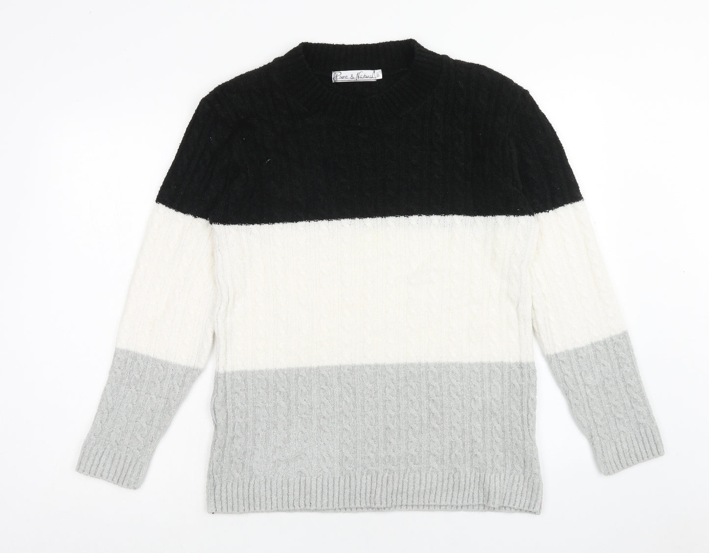 Pure & Natural Womens Multicoloured Roll Neck Striped Acrylic Pullover Jumper Size M