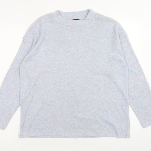 F&F Womens Blue Mock Neck Polyester Pullover Jumper Size 8