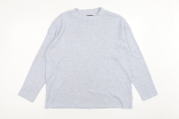 F&F Womens Blue Mock Neck Polyester Pullover Jumper Size 8