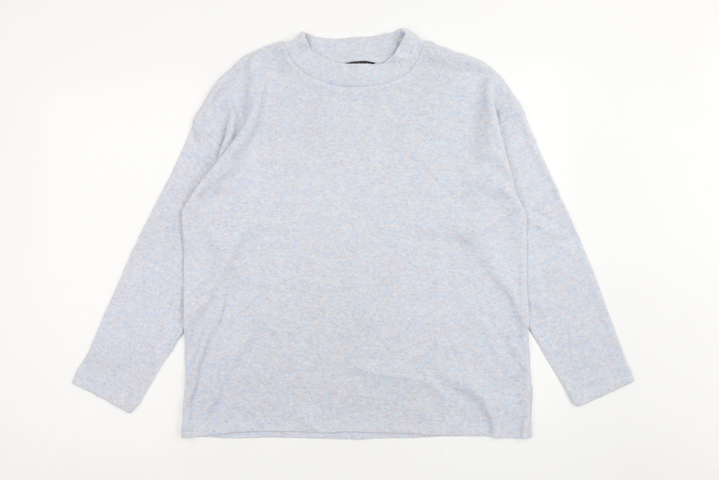 F&F Womens Blue Mock Neck Polyester Pullover Jumper Size 8