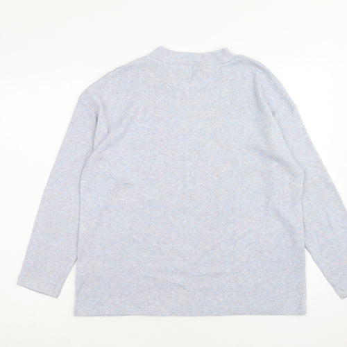 F&F Womens Blue Mock Neck Polyester Pullover Jumper Size 8