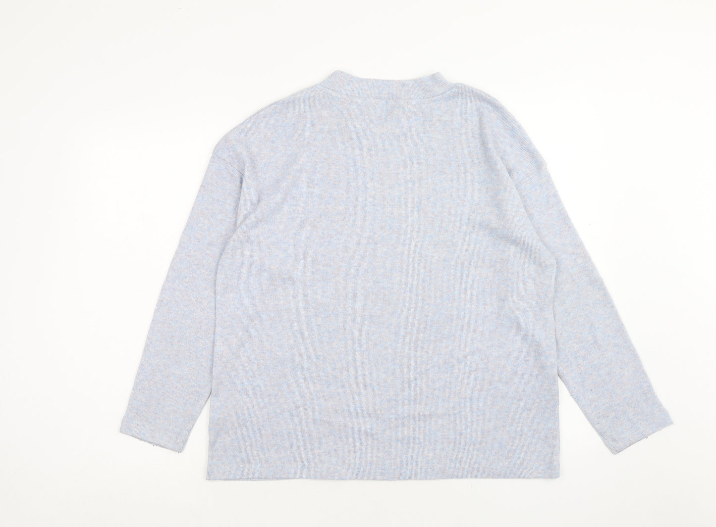 F&F Womens Blue Mock Neck Polyester Pullover Jumper Size 8