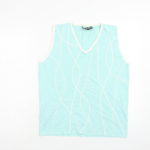 Casamia Womens Blue V-Neck Viscose Vest Jumper Size L