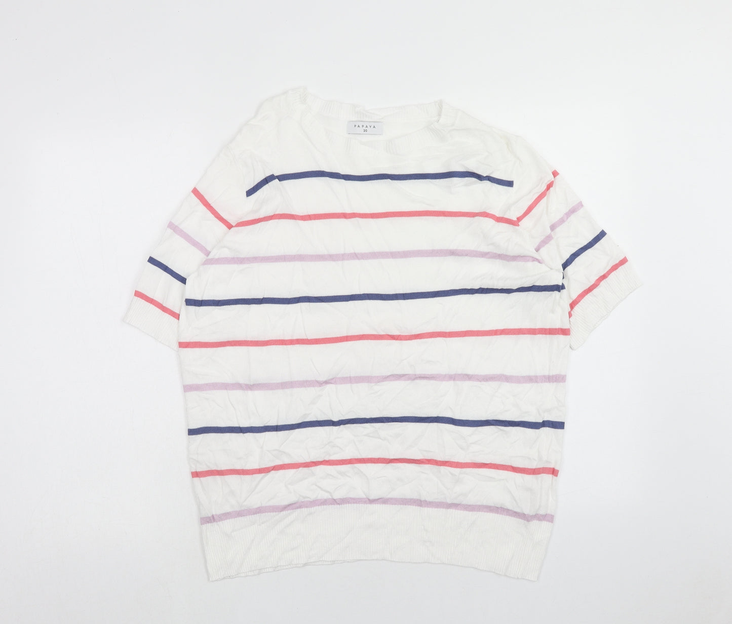 Papaya Womens Multicoloured Boat Neck Striped Viscose Pullover Jumper Size 20