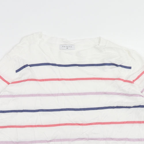 Papaya Womens Multicoloured Boat Neck Striped Viscose Pullover Jumper Size 20