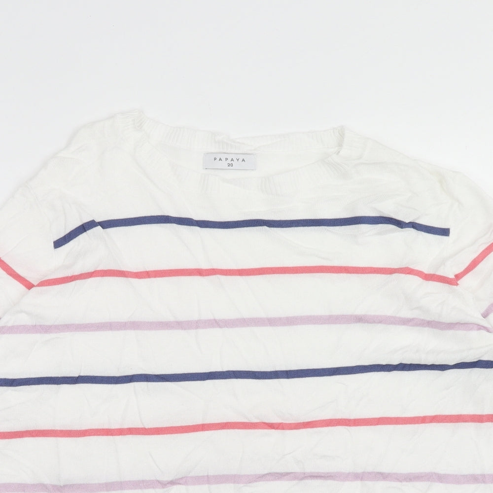 Papaya Womens Multicoloured Boat Neck Striped Viscose Pullover Jumper Size 20