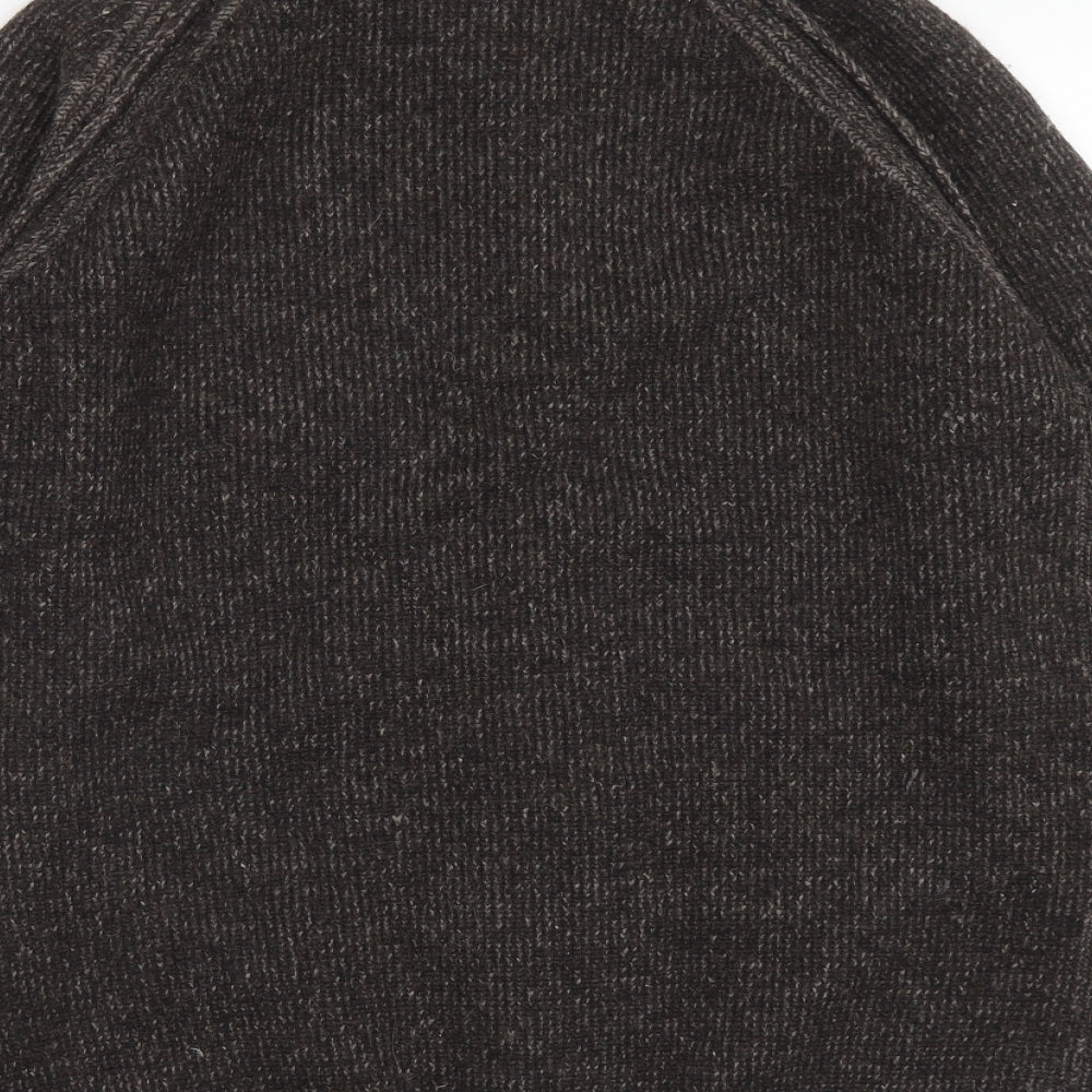 Maine Mens Brown High Neck Wool Full Zip Jumper Size M