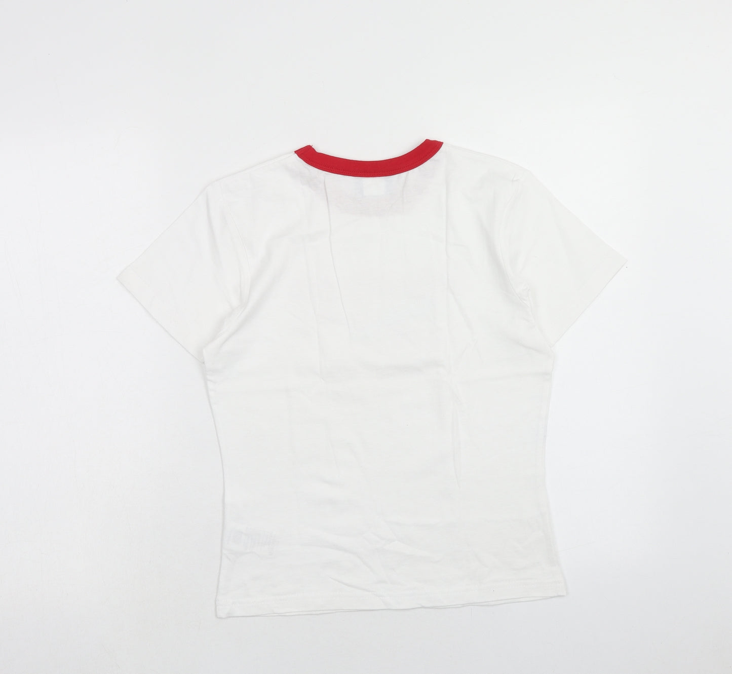 Reebok Womens White Cotton Basic T-Shirt Size 14 Round Neck