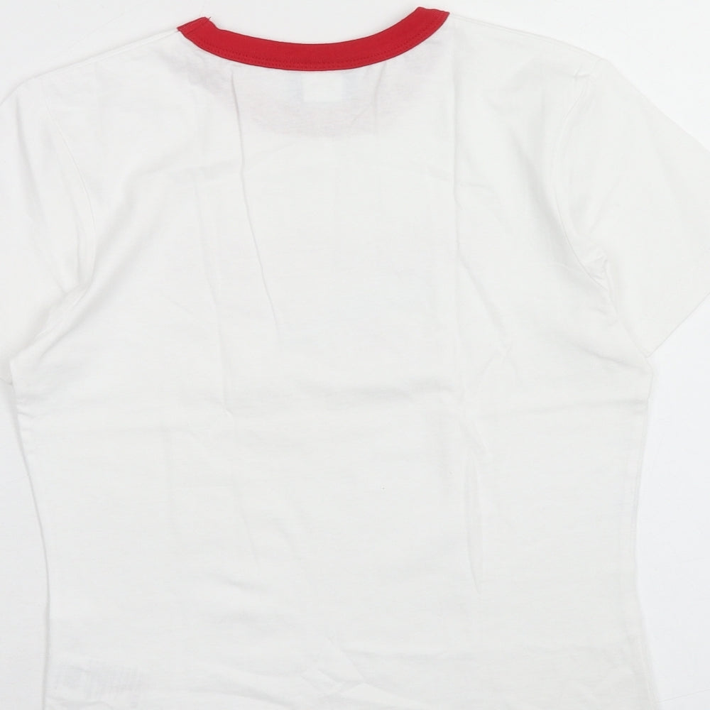 Reebok Womens White Cotton Basic T-Shirt Size 14 Round Neck