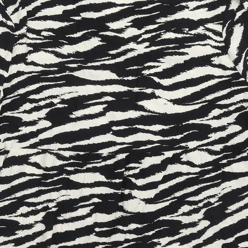 George Womens Black Animal Print Viscose Basic Blouse Size 20 V-Neck - Zebra Print
