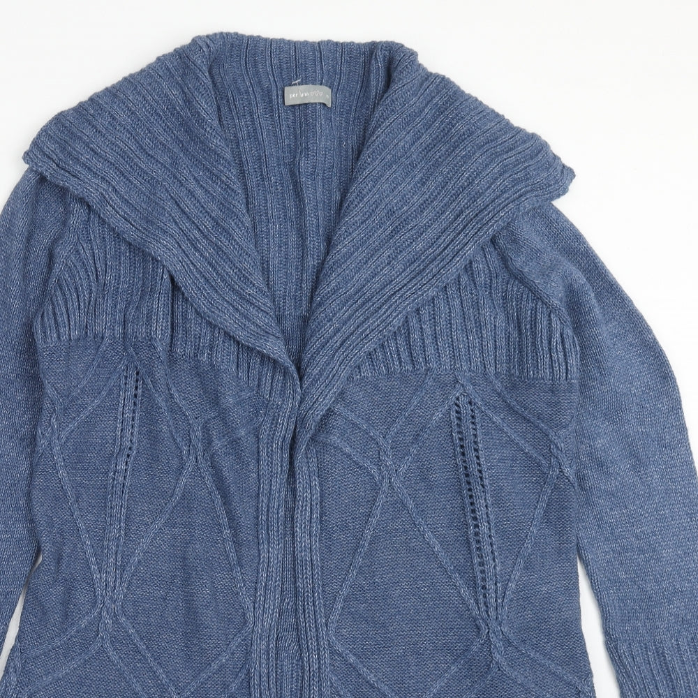 Per Una Womens Blue V-Neck Acrylic Cardigan Jumper Size M