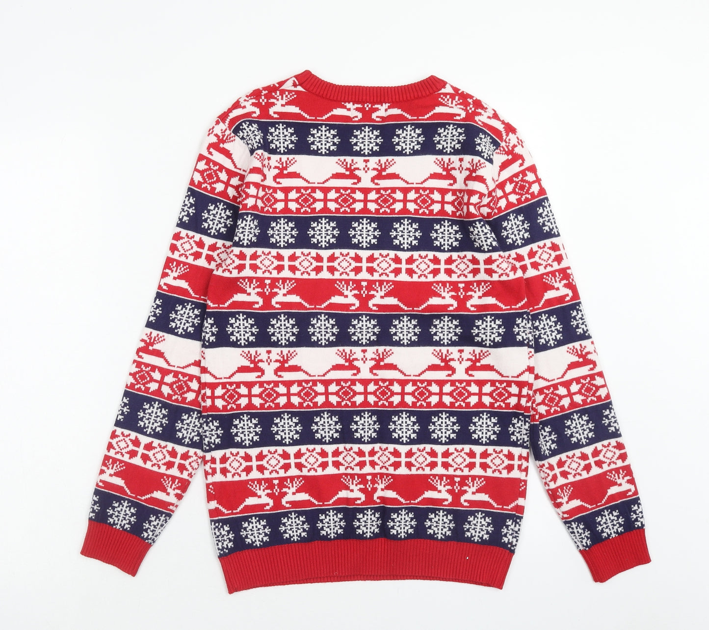 JEFF&CO Womens Multicoloured Scoop Neck Fair Isle Viscose Pullover Jumper Size XS - Christmas