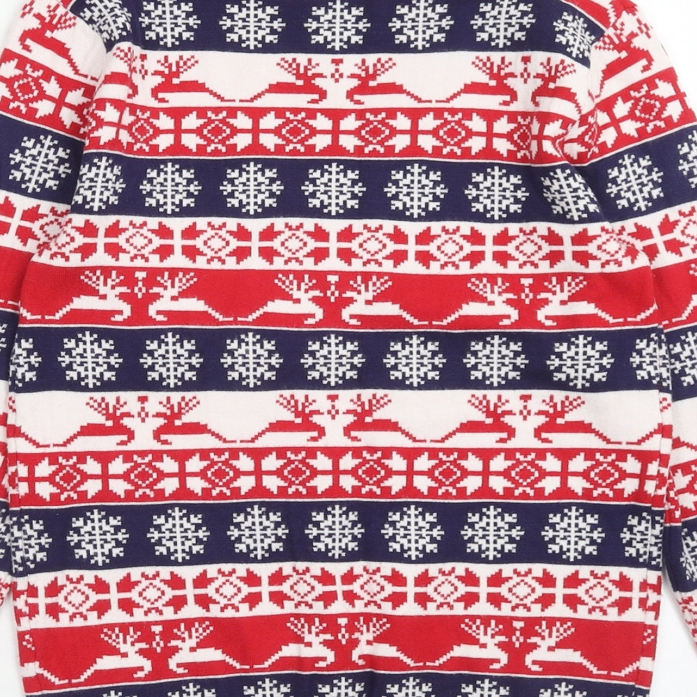 JEFF&CO Womens Multicoloured Scoop Neck Fair Isle Viscose Pullover Jumper Size XS - Christmas