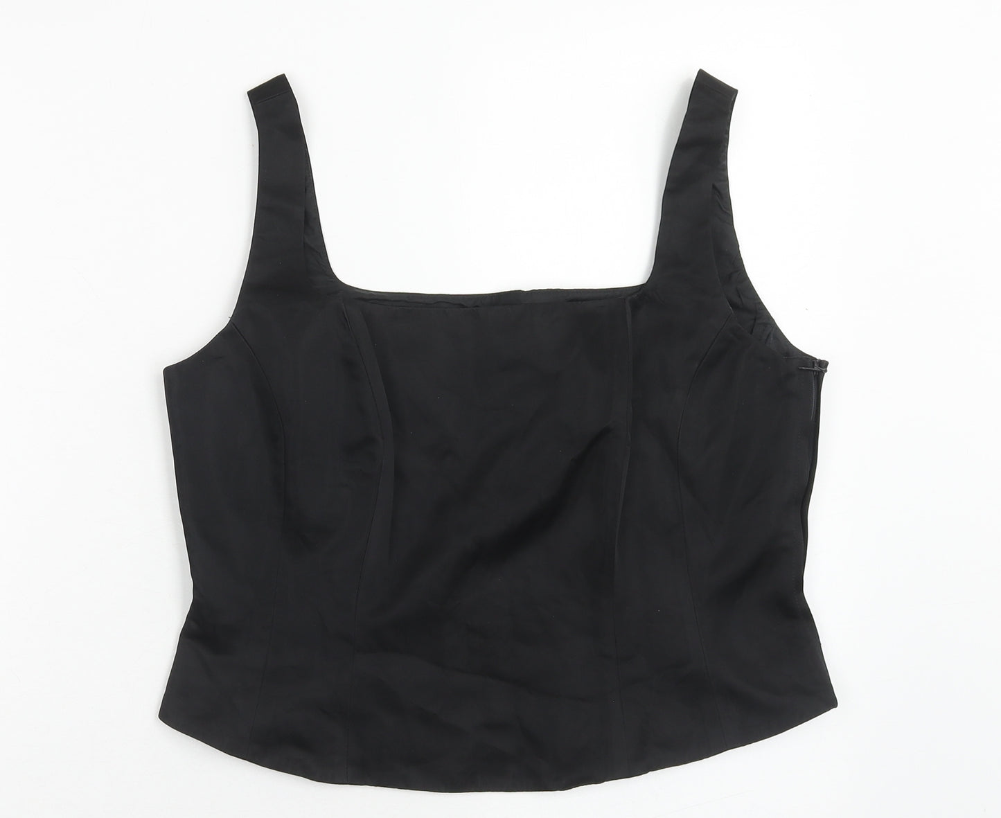 Debenhams Womens Black Acetate Cropped Tank Size 14 Square Neck