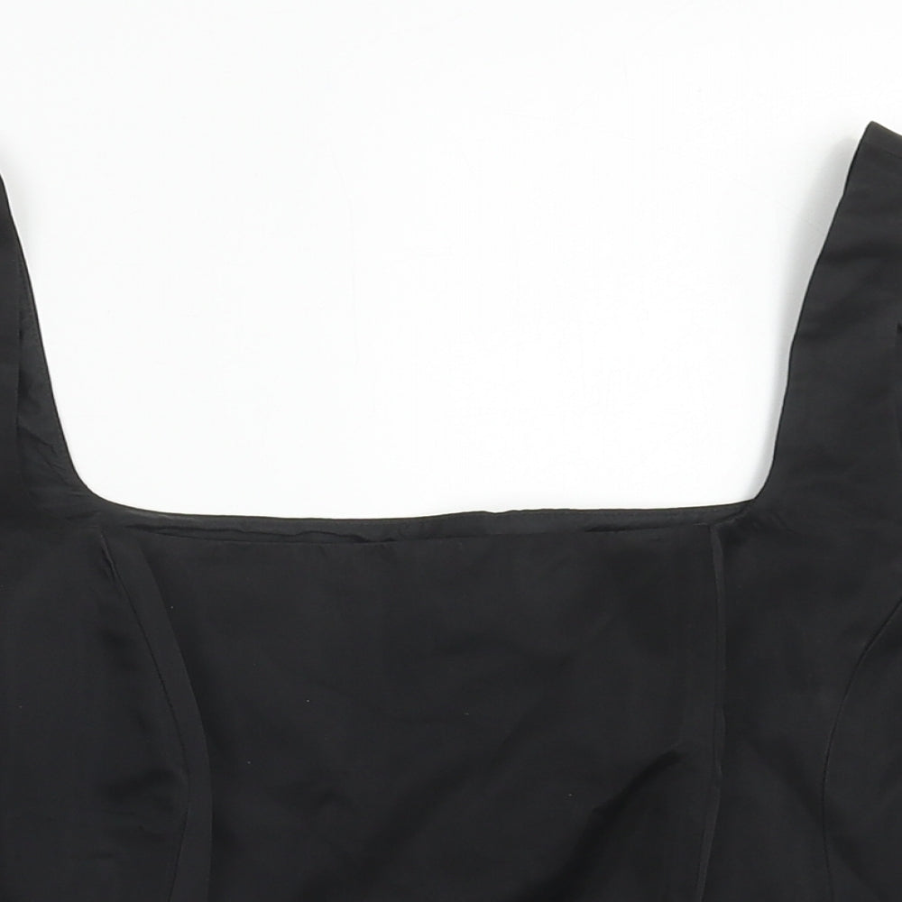 Debenhams Womens Black Acetate Cropped Tank Size 14 Square Neck
