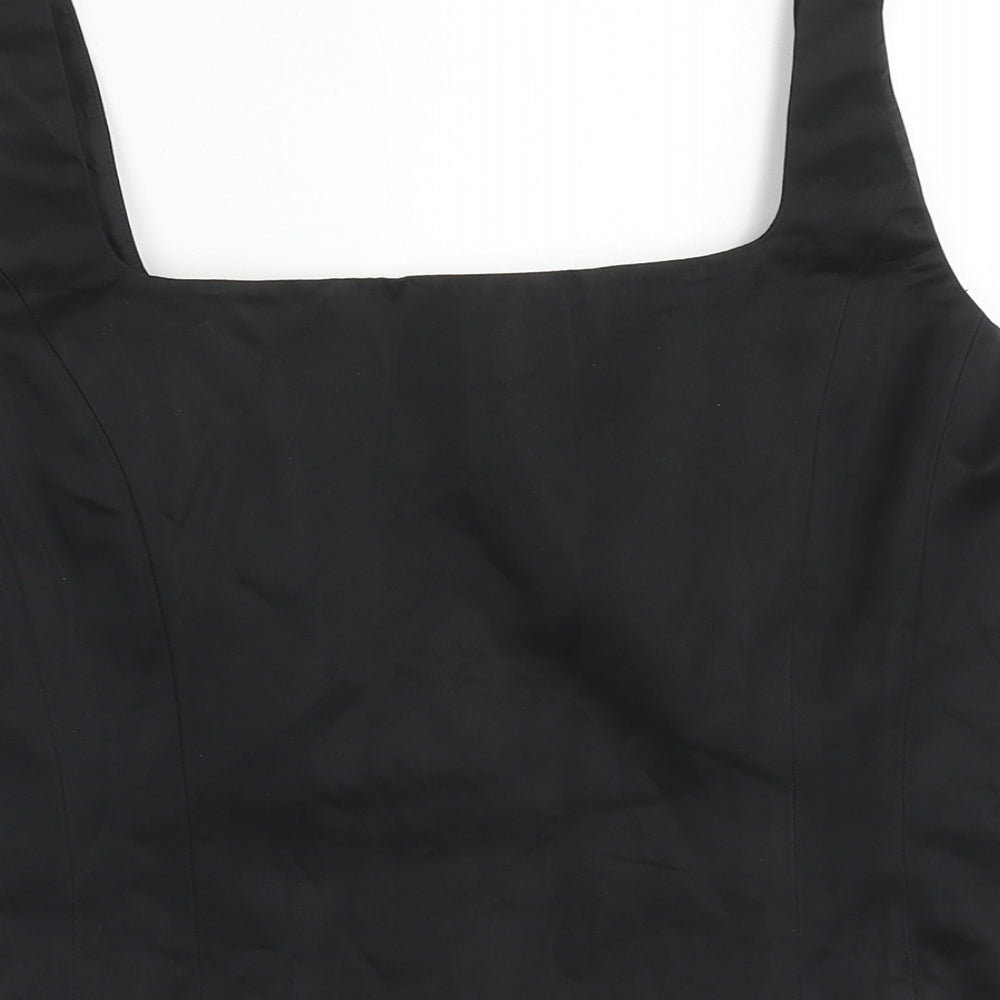 Debenhams Womens Black Acetate Cropped Tank Size 14 Square Neck