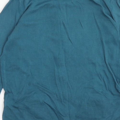 Joanna Hope Womens Blue Scoop Neck Cotton Cardigan Jumper Size 12